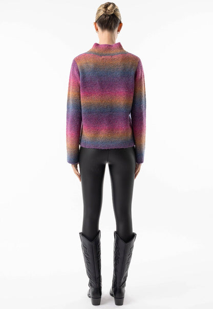 ANGELEYE - Rainbow Ombre Mock Neck Jumper: Rainbow / L