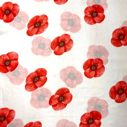Lili Scarves - Poppy Printed Scarf: White