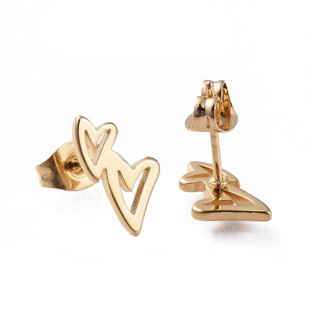 WishStrings - SALE - Gold Hearts - Stud Earrings - S080