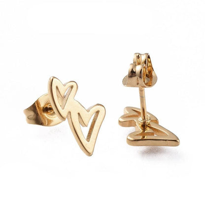 WishStrings - SALE - Gold Hearts - Stud Earrings - S080