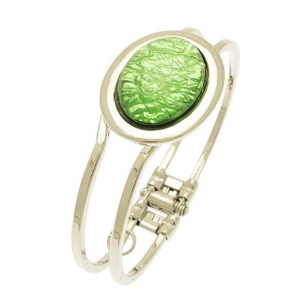 Miss Milly Limited - Green Foil Resin Hinged Bangle