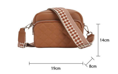 Superbia - Small Double Zipper Quilted Cross Body Shoulder Canvas Strap: Black