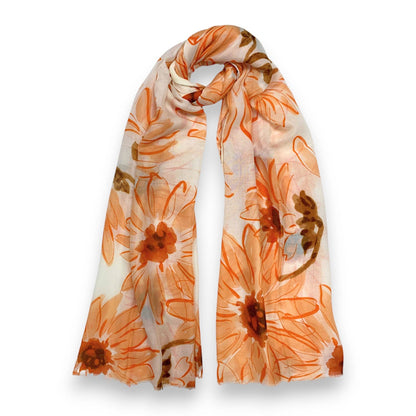 Lili Scarves - Big Daisy Print Scarf: Green