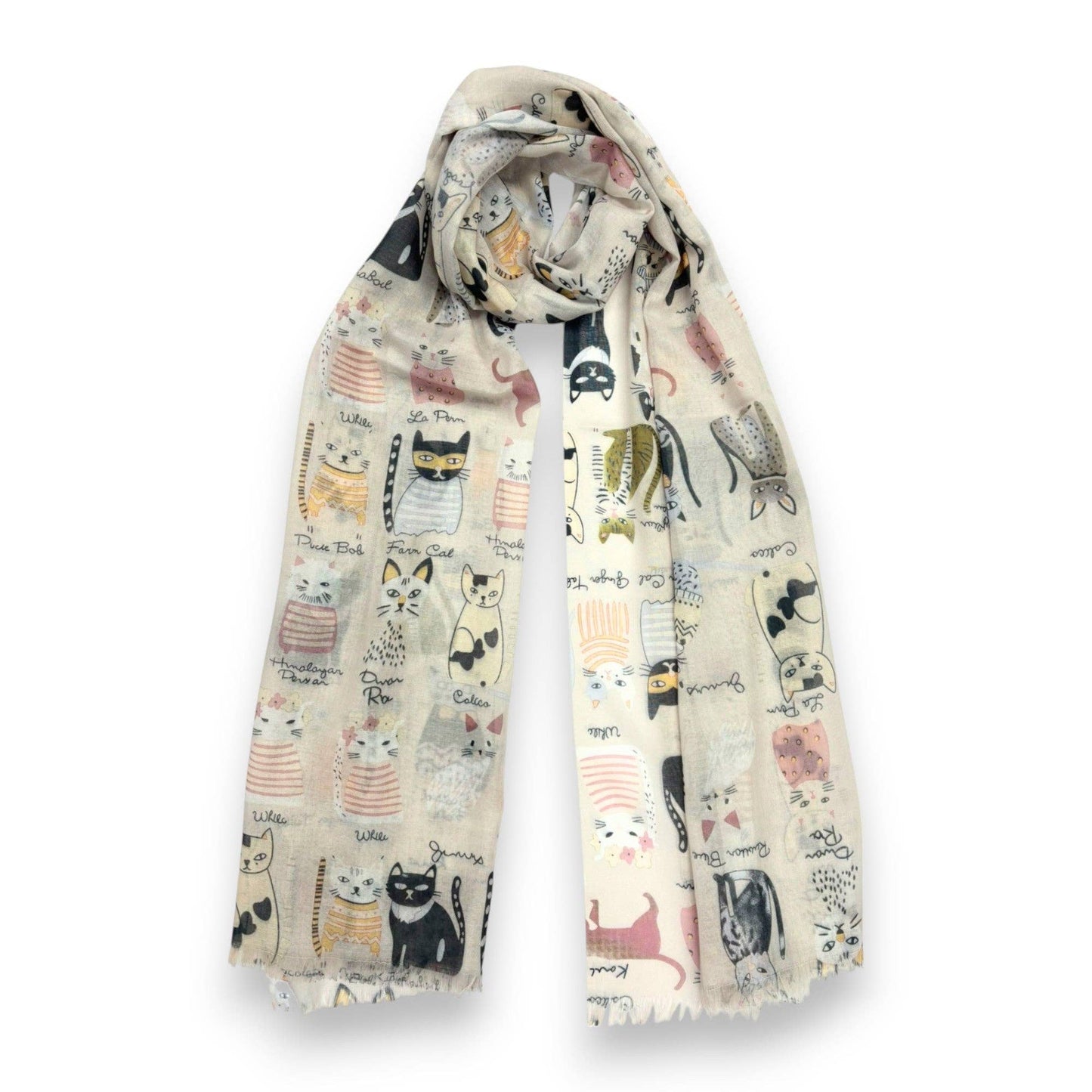 Lili Scarves - Mixed Cat Digital Print Scarf: Black