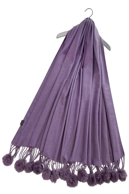 Fashion Scarf World - Plain Wool Pom Pom Scarf: Fuchsia Pink