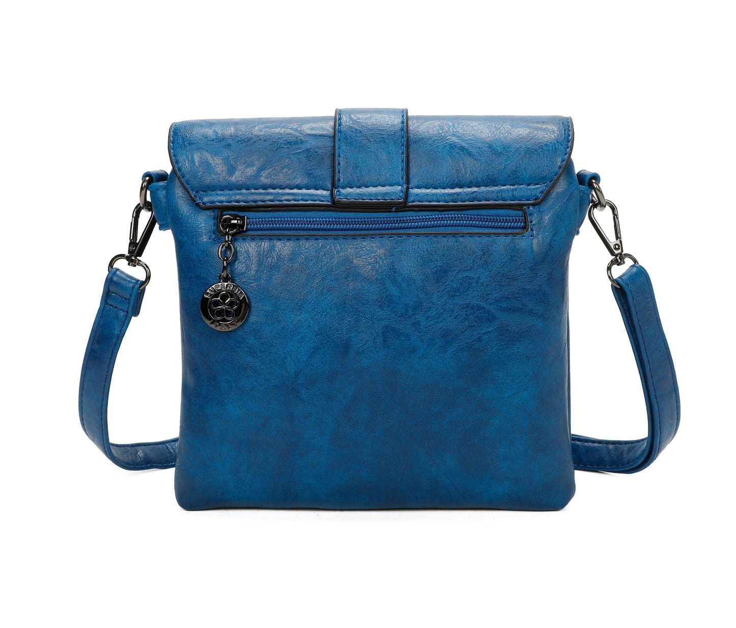 Small Medium Size 3 Compartment Cross Body Bag Shoulder Bag: Navy