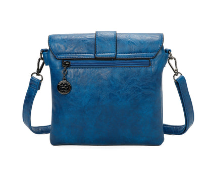 Small Medium Size 3 Compartment Cross Body Bag Shoulder Bag: Navy