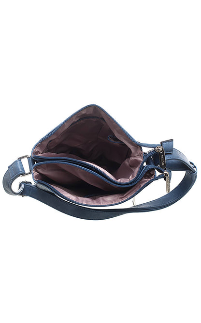 Bessie London - 3 Pocket Messenger Bag: PURPLE