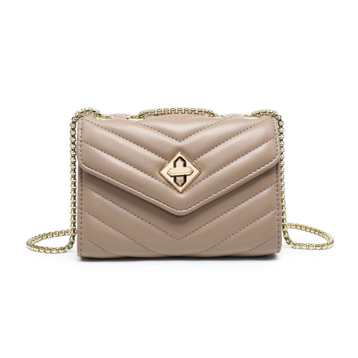 Crossbody bag with quilted pattern & twist turn lock: Blue