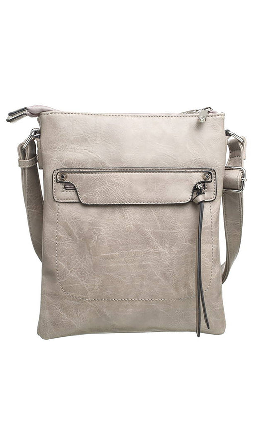 Bessie London - CLASSIC ZIPPER CROSSBODY BAG: GREY