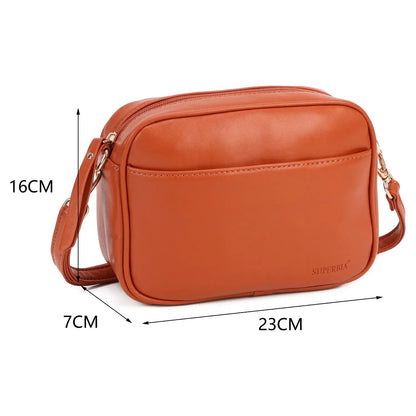 Soft Pu Camera Bag Cross Body Bag with Front Pocket White