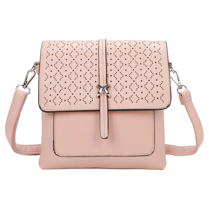 Small 3Compartment Cross Body Bag Laser Cut Shoulder Bag Cream