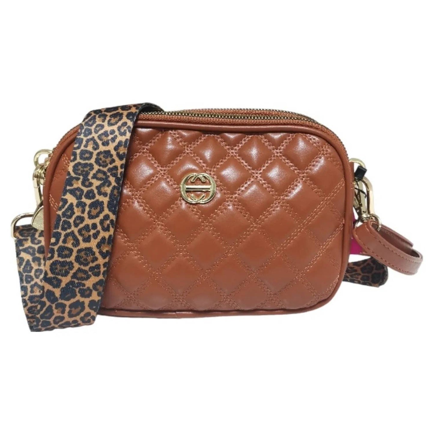 Superbia - 3 Zip Quilted Soft Cross Body Bag Shoulder Bag-3009-1: Blue +Strap