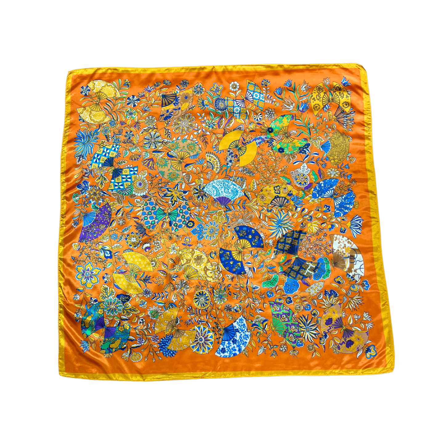 Lili Scarves - Butterfly Pattern Silk Touch Square Scarf: Orange