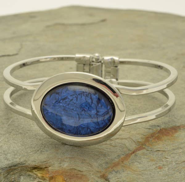 Miss Milly Limited - Dark Blue Foil Resin Hinged Bangle