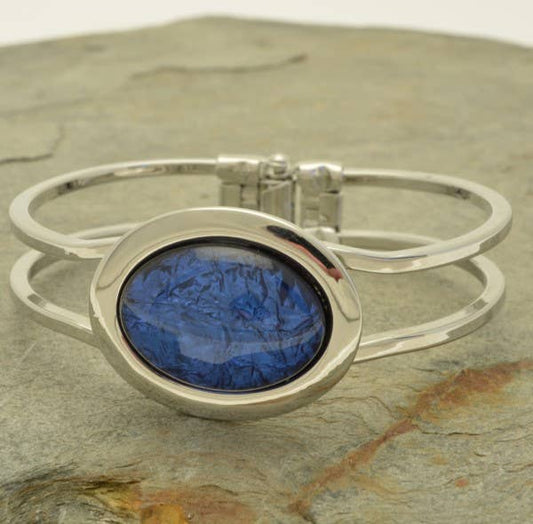 Miss Milly Limited - Dark Blue Foil Resin Hinged Bangle