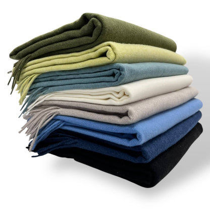 London Scarves - Classic Plain wool Blend with Tassels  300 gr + : Red