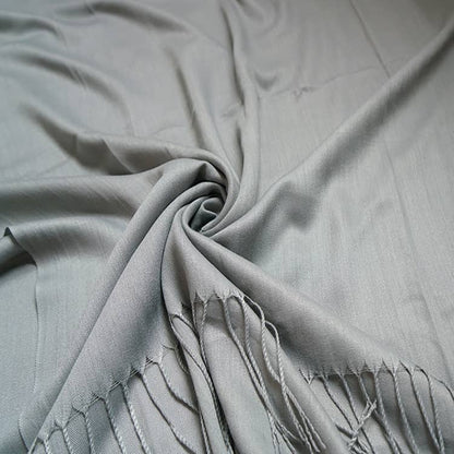 London Scarves - Plain cotton blend pashmina with tassels: Black A16