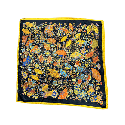 Lili Scarves - Butterfly Pattern Silk Touch Square Scarf: Navy