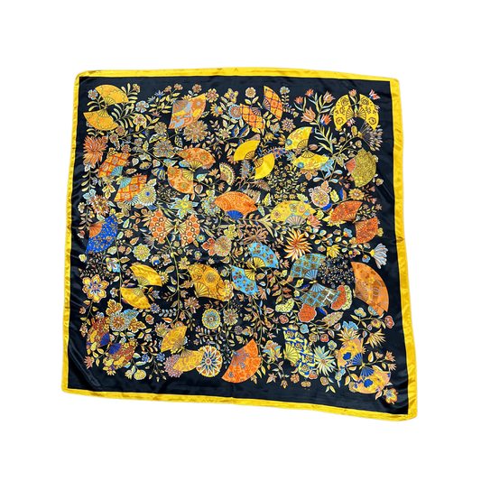 Lili Scarves - Butterfly Pattern Silk Touch Square Scarf: Yellow