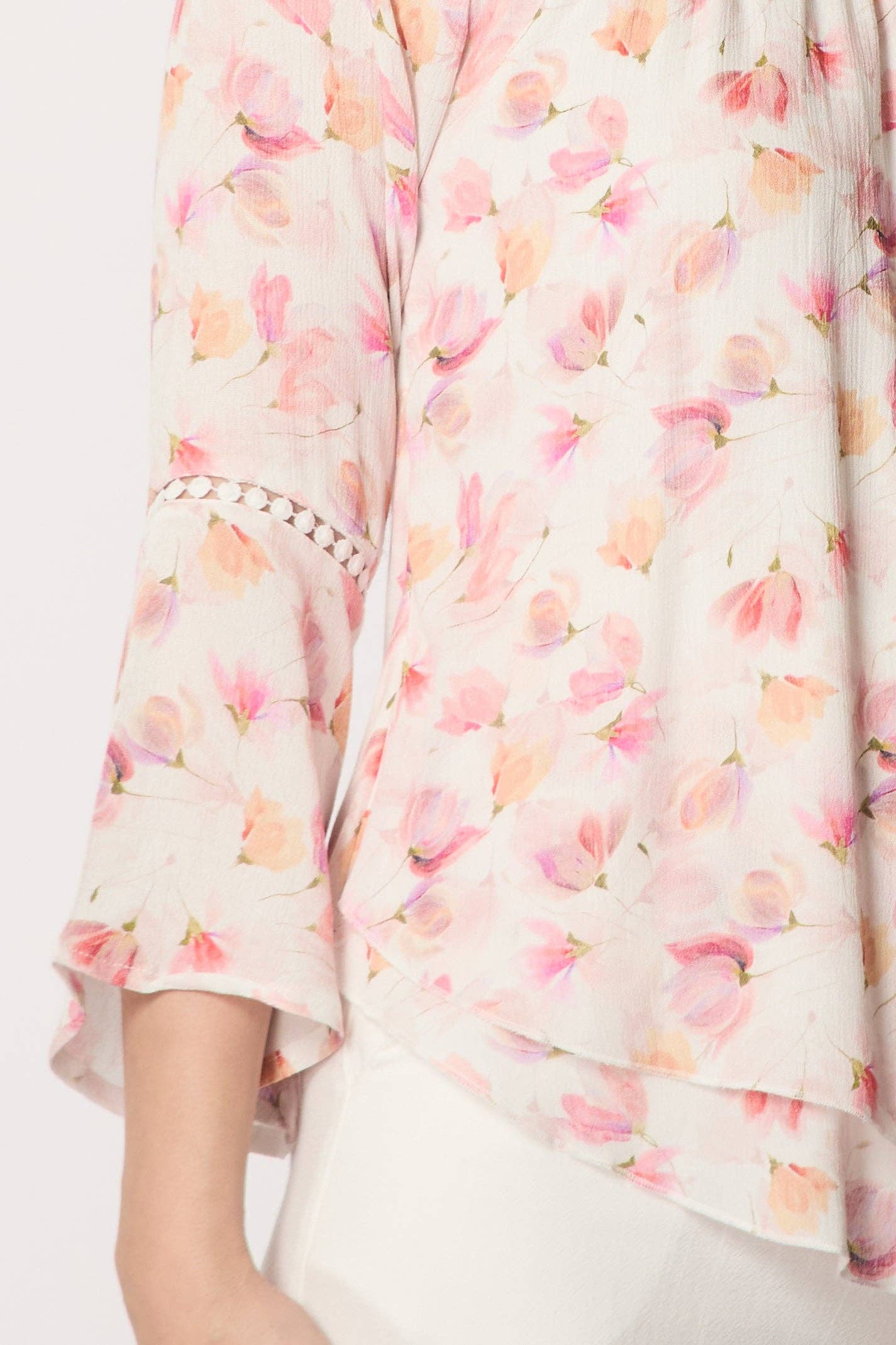 SOLO - Floral Print Layered Top - Pink: 12