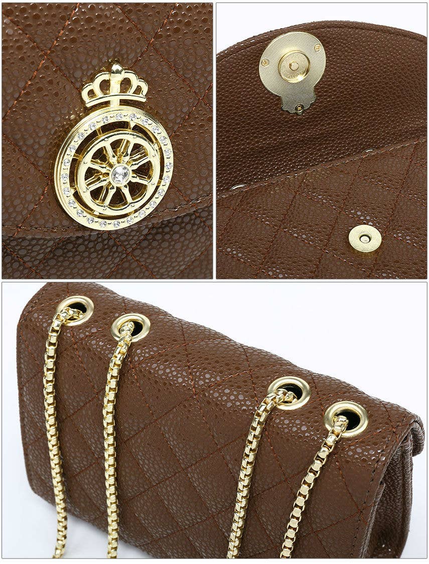 Crossbody bag with quilted check pattern: Khaki