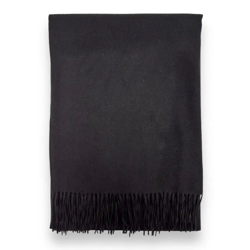 Lili Scarves - Classic Plain Cashmere Blend Scarf with Tassels: Grey