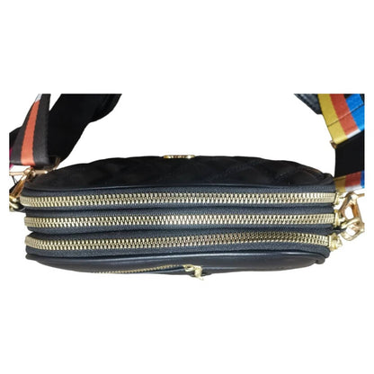 Superbia - 3 Zip Quilted Soft Cross Body Bag Shoulder Bag-3009-1: Blue +Strap