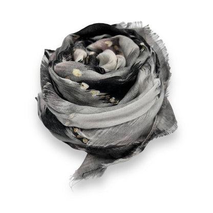 Lili Scarves - Colourful Zigzag Print with Small Flakes: Blue