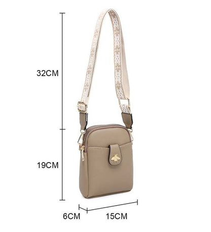 Cross Body Handbag with double zip top sections: Dark Grey