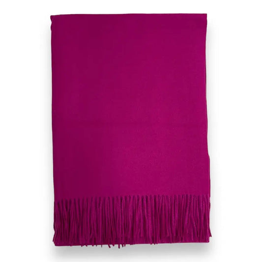 Lili Scarves - Classic Plain Cashmere Blend Scarf with Tassels: Fusia