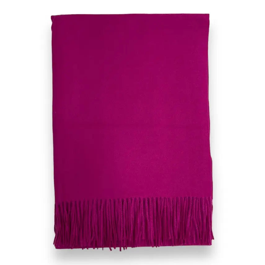 Lili Scarves - Classic Plain Cashmere Blend Scarf with Tassels: Navy