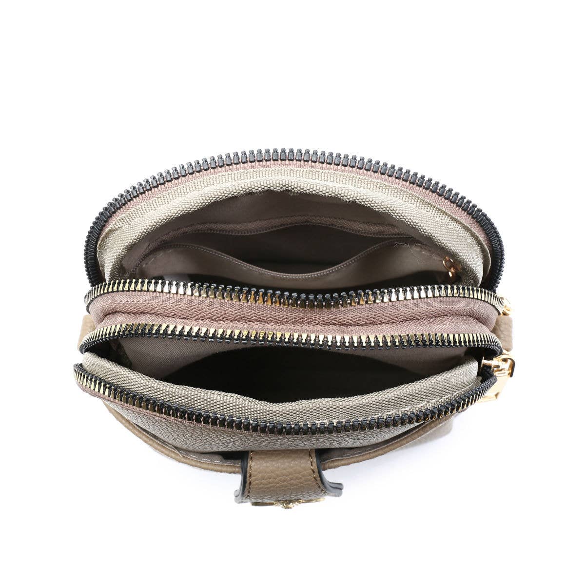 Cross Body Handbag with double zip top sections: Dark Grey