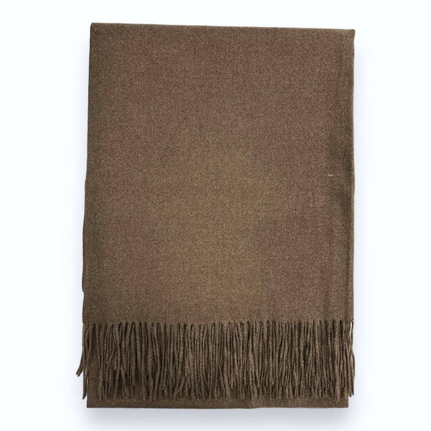 Lili Scarves - Classic Plain Cashmere Blend Scarf with Tassels: Pink