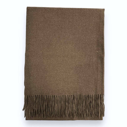 Lili Scarves - Classic Plain Cashmere Blend Scarf with Tassels: Grey