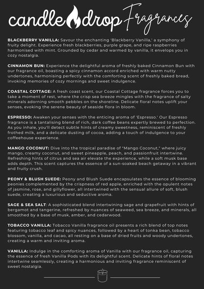 Candle Drop - Clear Jar | Personalised Hand-Poured Natural Soy Candle: Sage & Sea Salt / 190ml