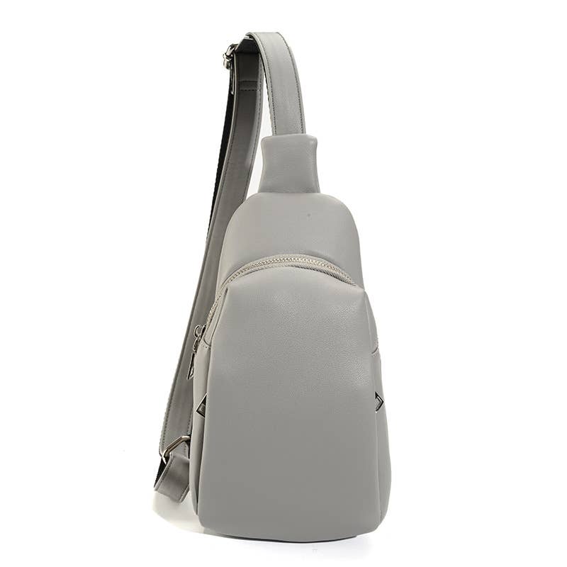 Soft Medium Size 2 Zips Side Pockets Sling Bag Chest Bag: Black