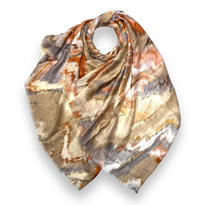 Lili Scarves - Colourful Wave Scarf Finished with Fringes: Purple