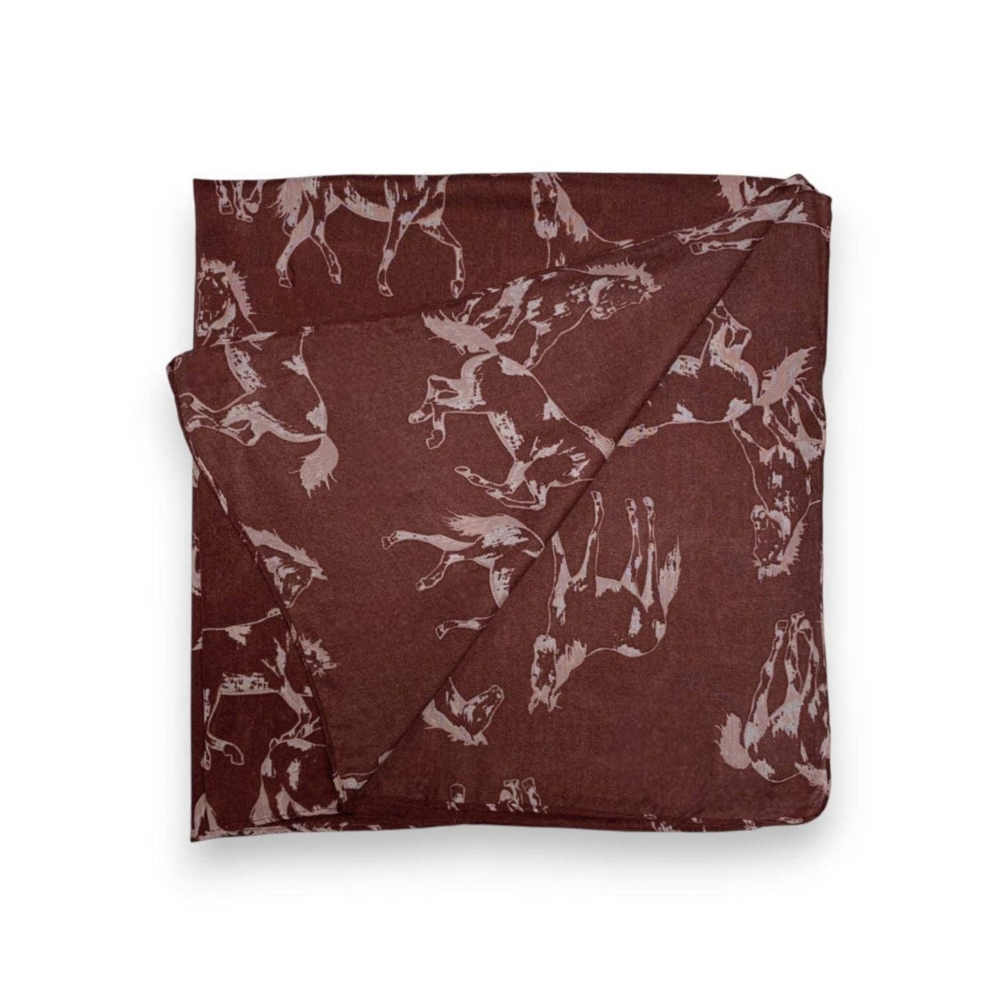 Lili Scarves - Horse Print Cotton Blend Scarf: Burgundy