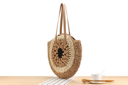 Superbia - Large Multicolor Eyes Patterns Straw Bag Shoulder Bag-CL-32: Brown