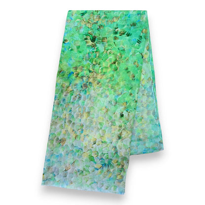 Lili Scarves - Vibrant Mosaic Print Scarf: Green