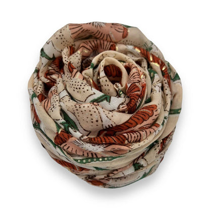 Lili Scarves - Summer Poppy Flower Print Scarf: Cream