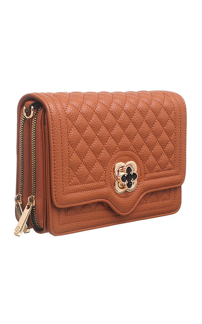 Bessie London - QUILTED FLAP OVER CROSS BODY BAG: Black