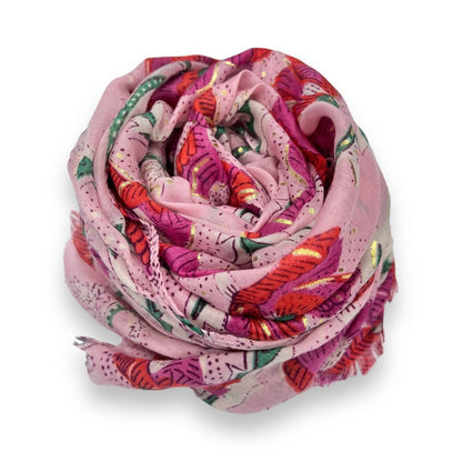 Lili Scarves - Summer Poppy Flower Print Scarf: Cream