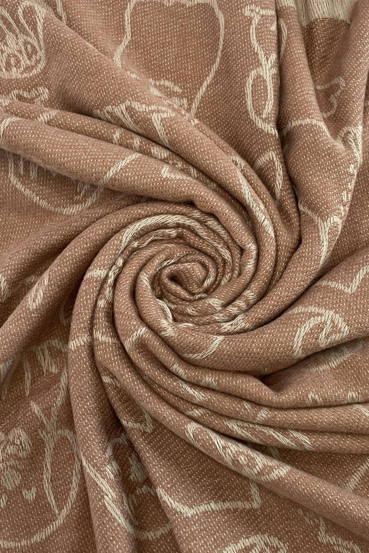 Fashion Scarf World - Cute Dog & Love Heart Reversible Print Tassel Scarf: Charcoal