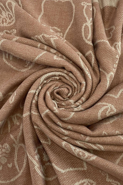 Fashion Scarf World - Cute Dog & Love Heart Reversible Print Tassel Scarf: Charcoal