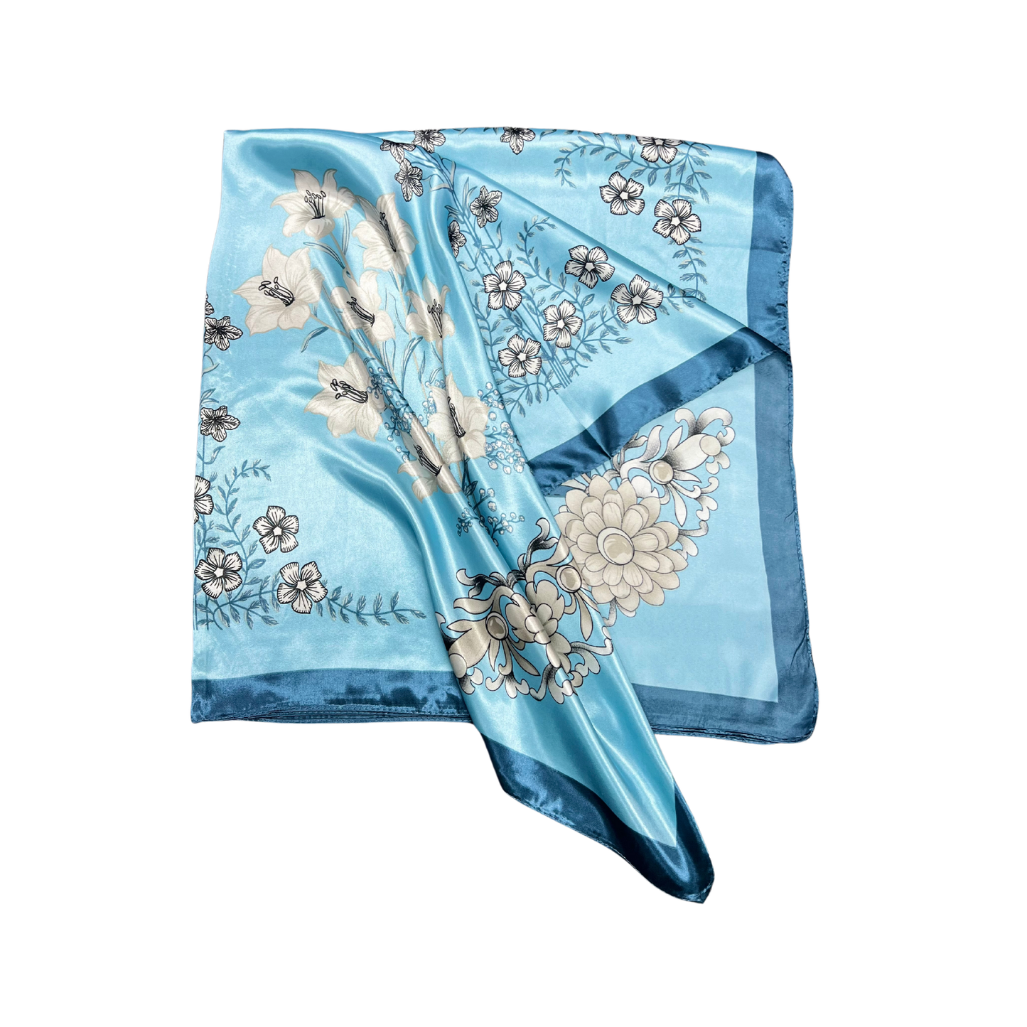 Lili Scarves - Multi-floral Pattern Silk Touch Square Scarf: Yellow