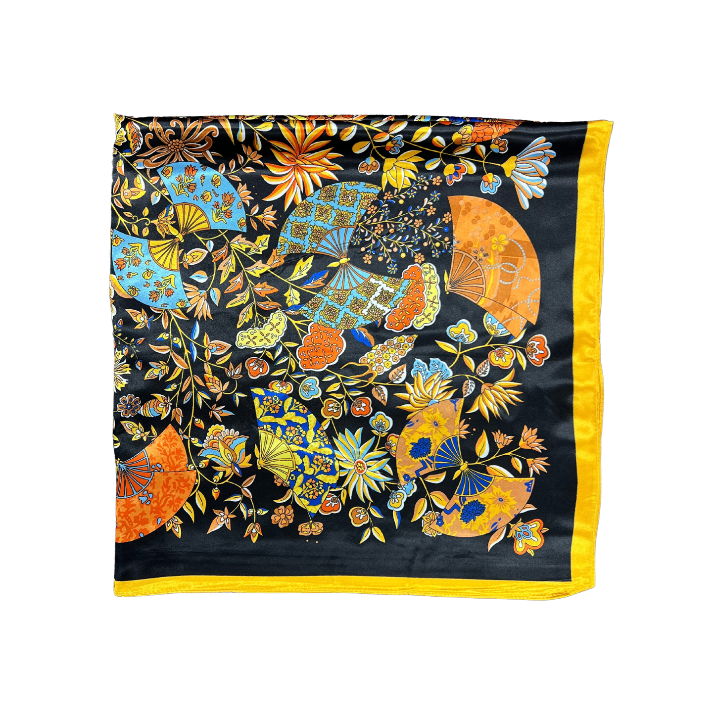 Lili Scarves - Butterfly Pattern Silk Touch Square Scarf: Yellow