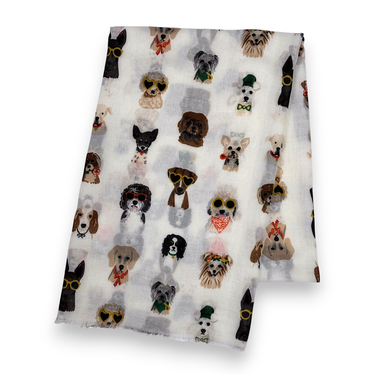 Lili Scarves - Summer Dogs Wearing Accessories Print Scarf: Green