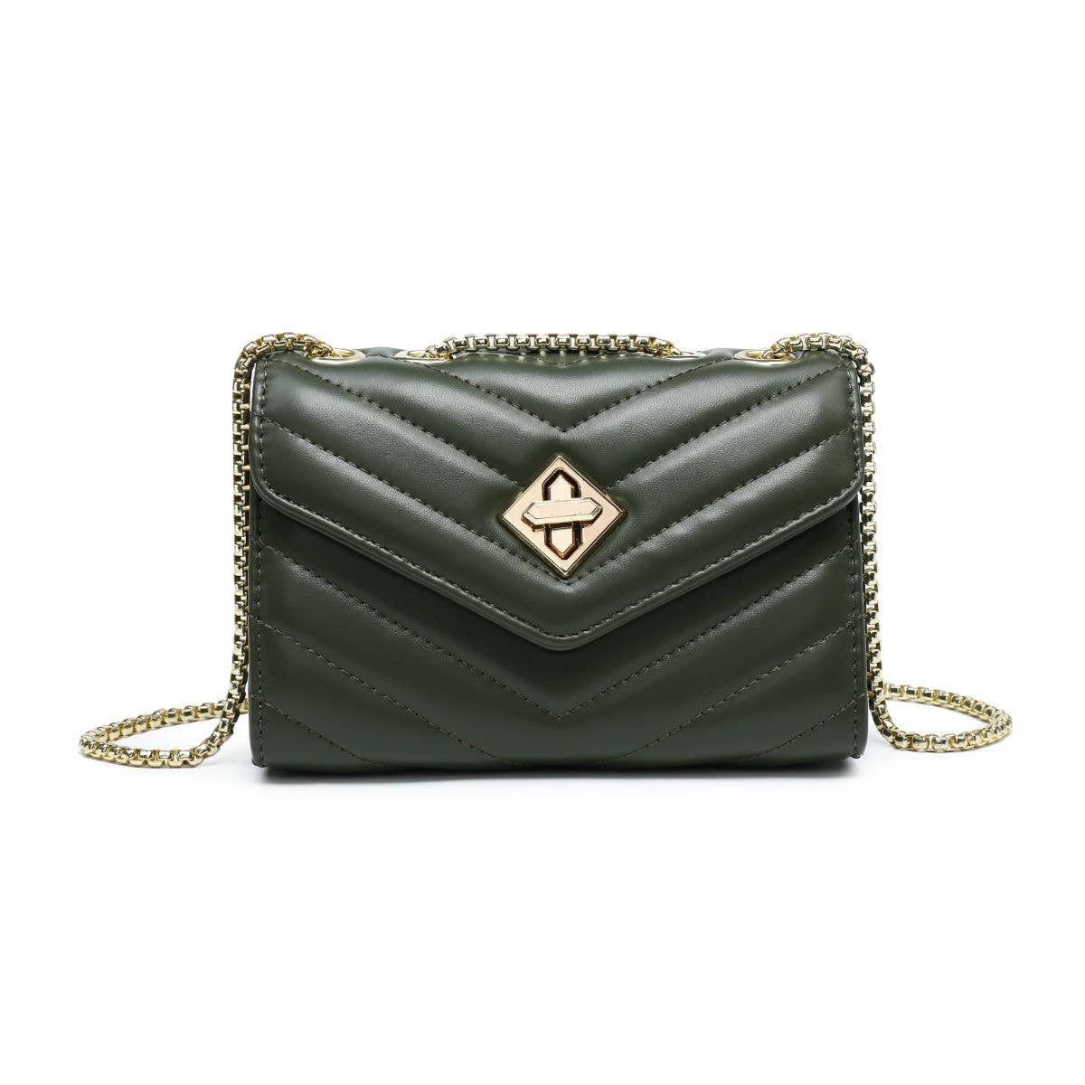 Crossbody bag with quilted pattern & twist turn lock: Blue